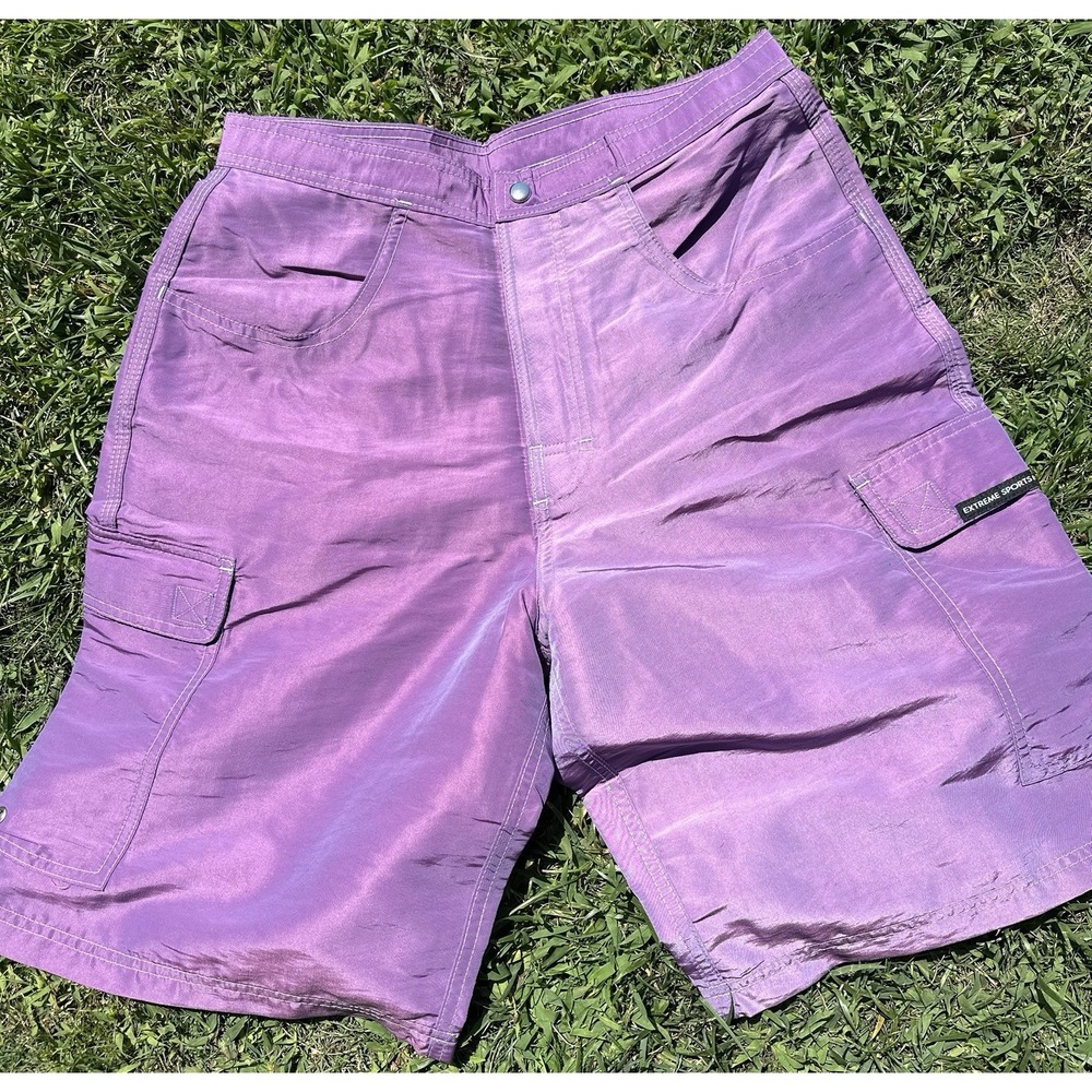 New Dead Stock Y2K Men's Metallic Pink 100%Nylon Shorts Made In USA Hardcore 32